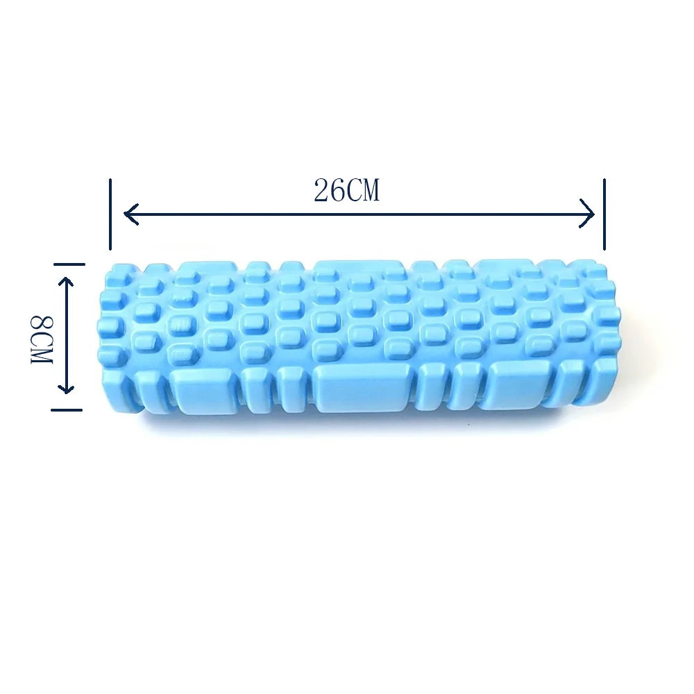 Hollow foam massage roller for muscle relief, yoga, physiotherapy, and rehab.