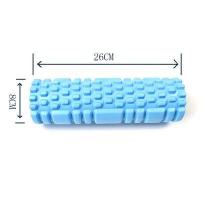 Hollow foam massage roller for muscle relief, yoga, physiotherapy, and rehab.