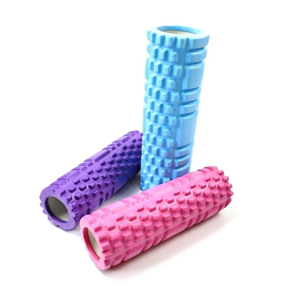 Hollow foam massage roller for muscle relief, yoga, physiotherapy, and rehab.