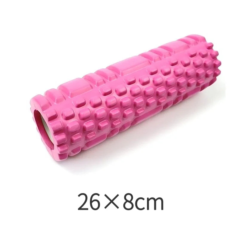 Hollow foam massage roller for muscle relief, yoga, physiotherapy, and rehab.