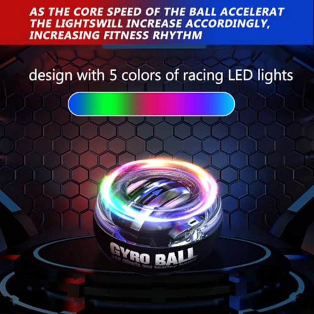 Gyro Ball Powerball Gyroscope Auto-Start for Wrist Forearm Exerciser Power Ball for Muscles Strengthening with 5 Colors LED