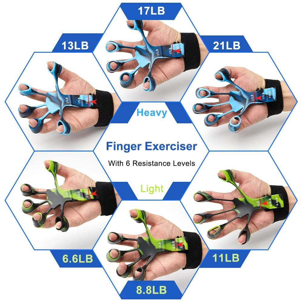 Finger Gripper Exerciser with 6 Resistant Levels Recovery Physical Tools Hand Strengthener for Patient