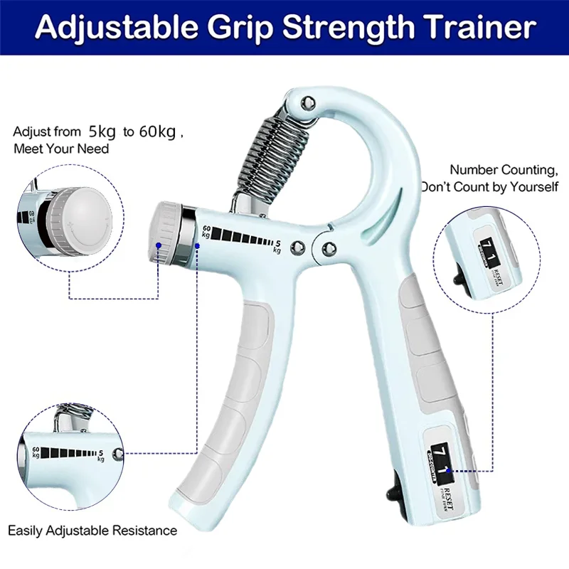 5-60Kg Adjustable Hand Grip Strengthener With Counter. Wrist, Forearm and Hand Exerciser for Muscle Building